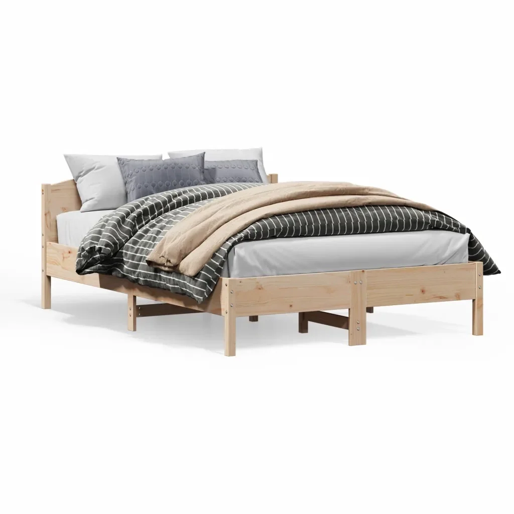 Letto matrimoniale | Letto per adulti | Giroletto senza Materasso 160x200 cm in Legno Massello di Pino