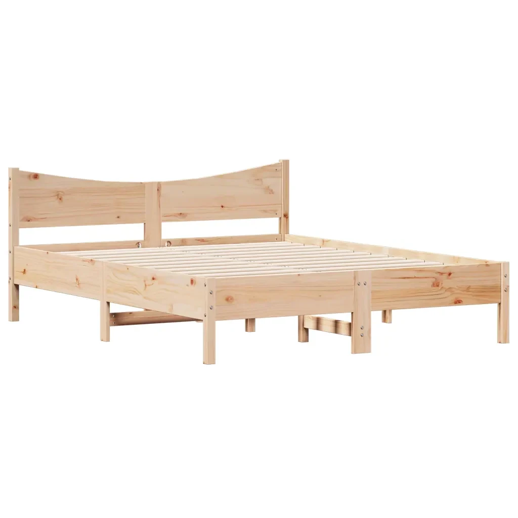 Letto matrimoniale | Letto per adulti | Giroletto senza Materasso 160x200 cm in Legno Massello di Pino - Image 4