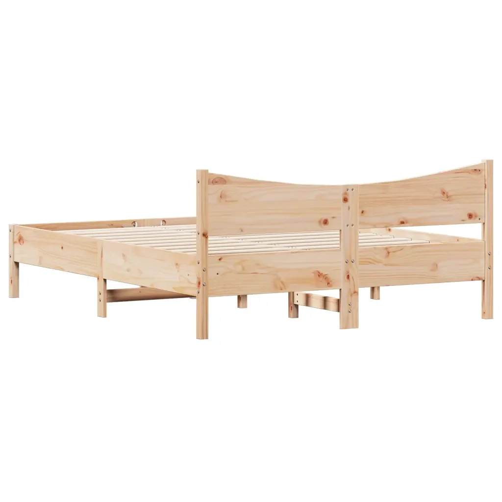Letto matrimoniale | Letto per adulti | Giroletto senza Materasso 160x200 cm in Legno Massello di Pino - Image 6