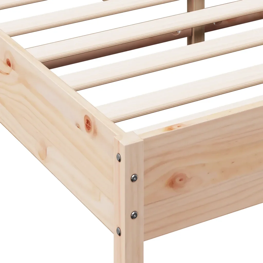 Letto matrimoniale | Letto per adulti | Giroletto senza Materasso 160x200 cm in Legno Massello di Pino - Image 7