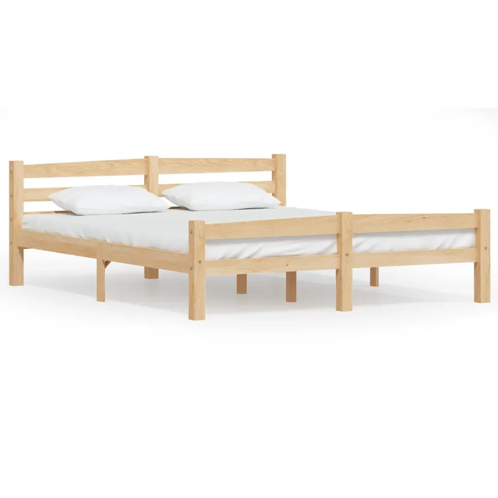 Letto matrimoniale | Letto per adulti | Giroletto senza Materasso 160x200 cm in Legno Massello di Pino