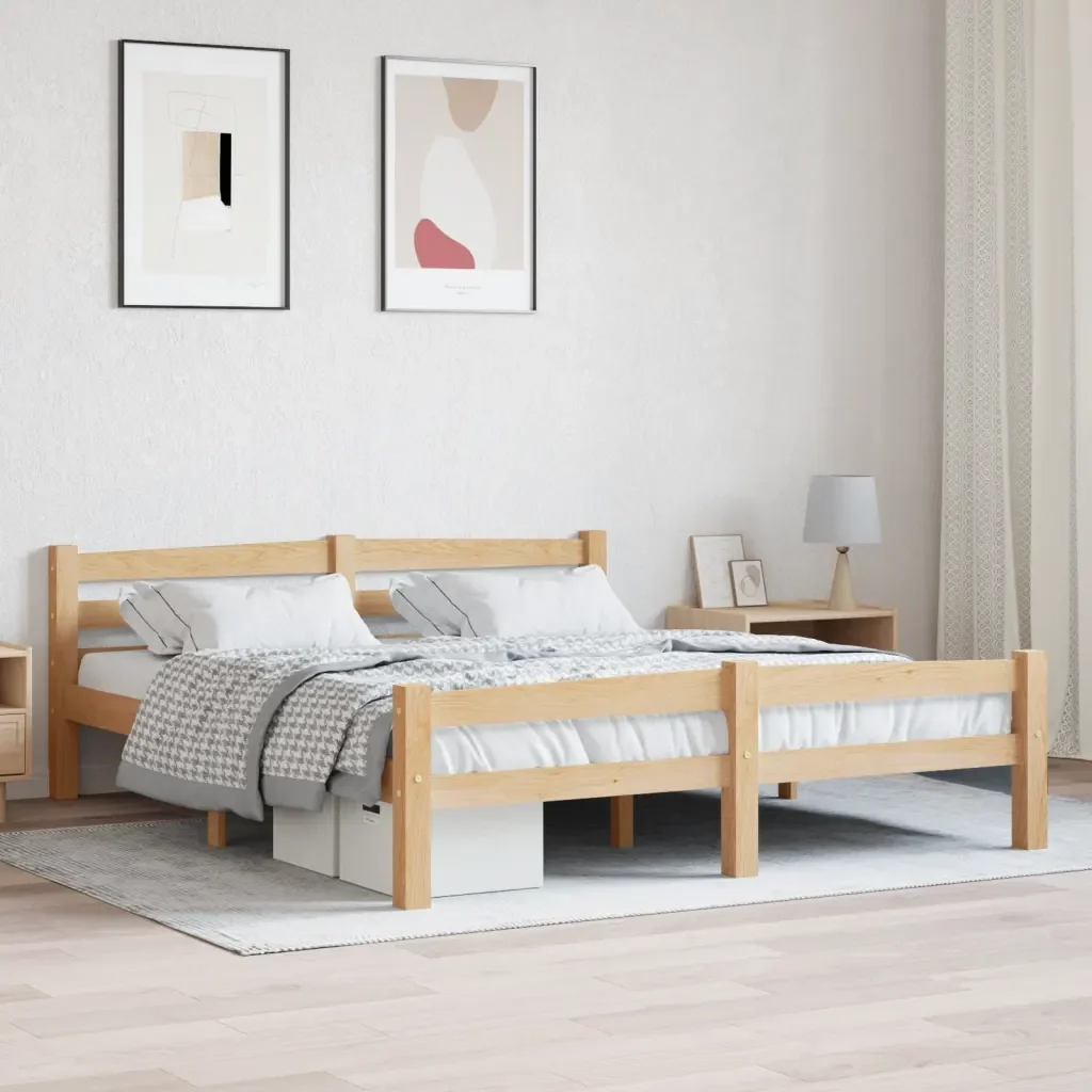 Letto matrimoniale | Letto per adulti | Giroletto senza Materasso 160x200 cm in Legno Massello di Pino - Image 2