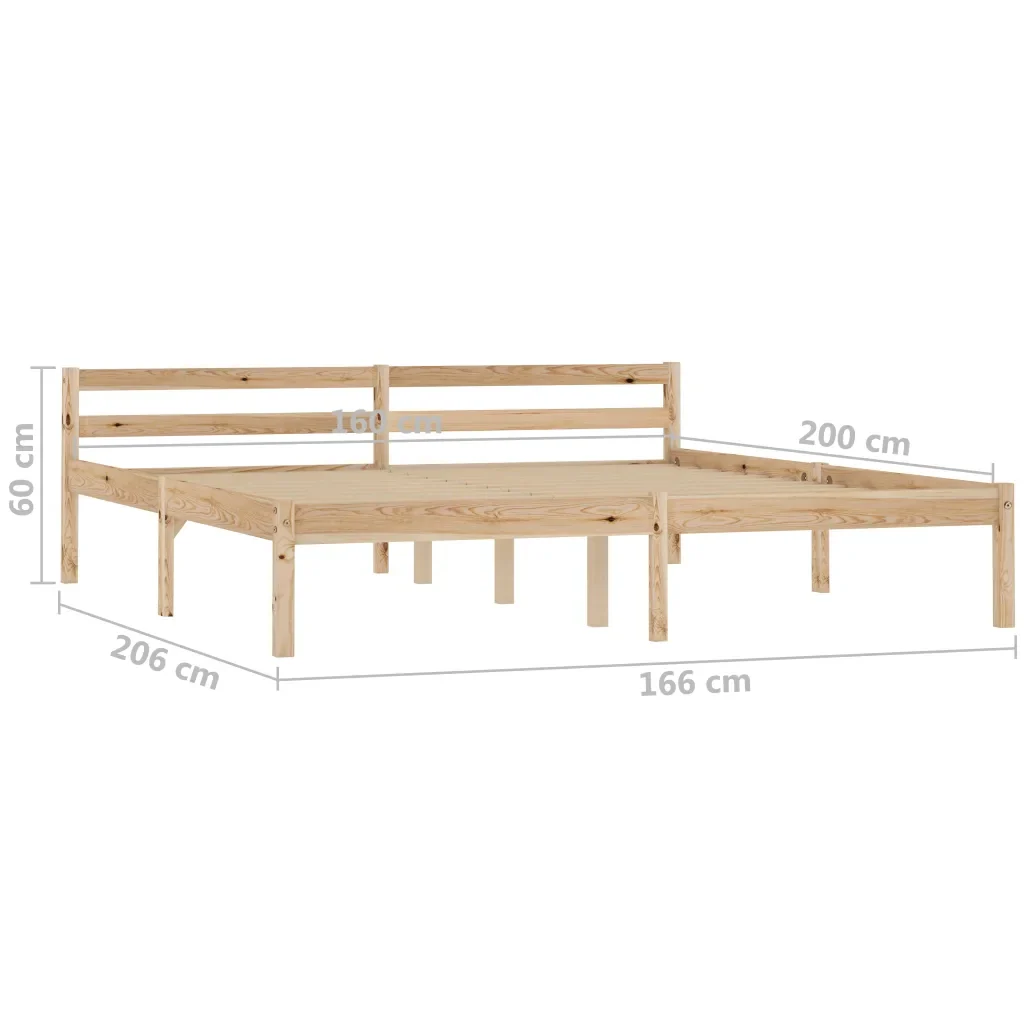 Letto matrimoniale | Letto per adulti | Giroletto senza Materasso 160x200 cm in Legno Massello di Pino - Image 7