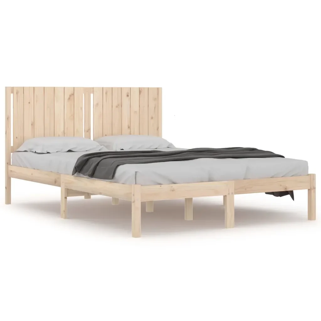 Letto matrimoniale | Letto per adulti | Giroletto senza Materasso 160x200 cm in Legno Massello di Pino