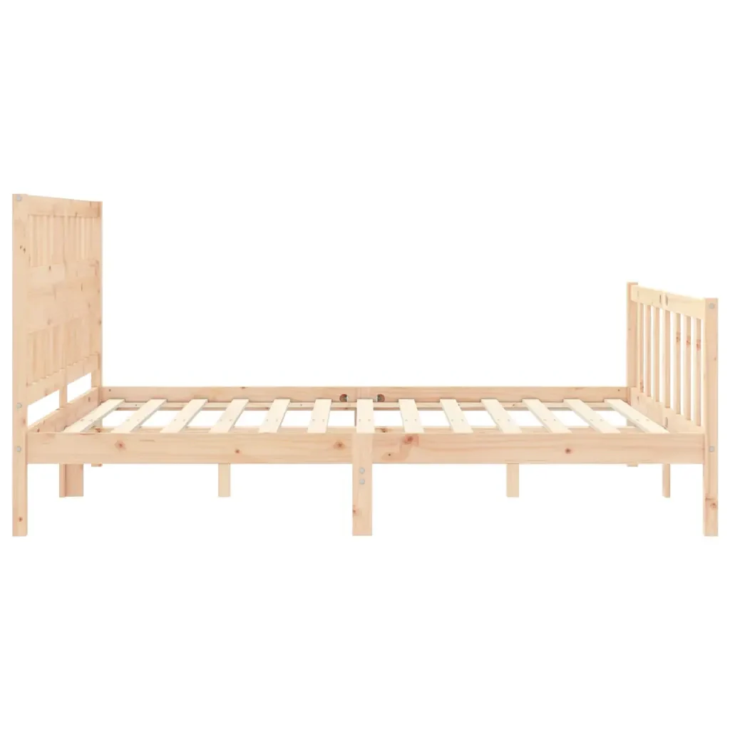 Letto matrimoniale | Letto per adulti | Giroletto senza Materasso 160x200 cm in Legno Massello di Pino - Image 7