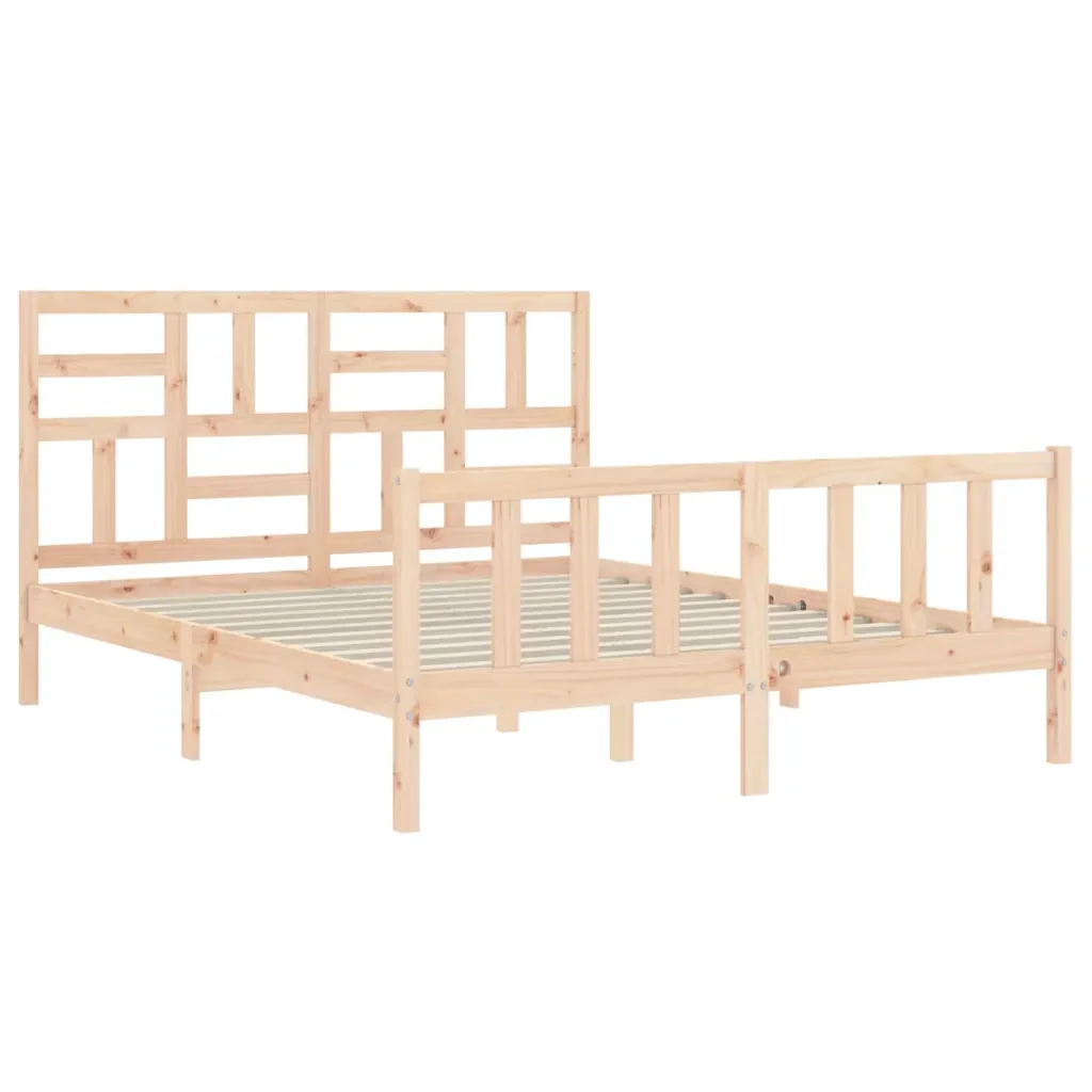 Letto matrimoniale | Letto per adulti | Giroletto senza Materasso 160x200 cm in Legno Massello di Pino - Image 5