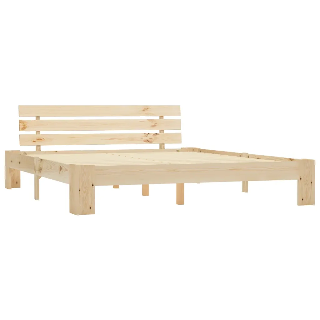 Letto matrimoniale | Letto per adulti | Giroletto senza Materasso 160x200 cm in Legno Massello di Pino