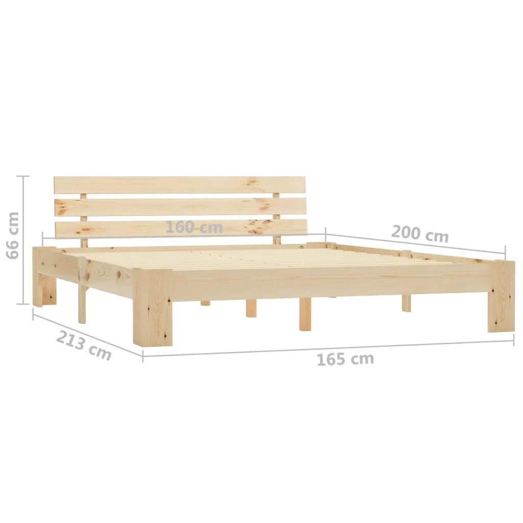 Letto matrimoniale | Letto per adulti | Giroletto senza Materasso 160x200 cm in Legno Massello di Pino - Image 7