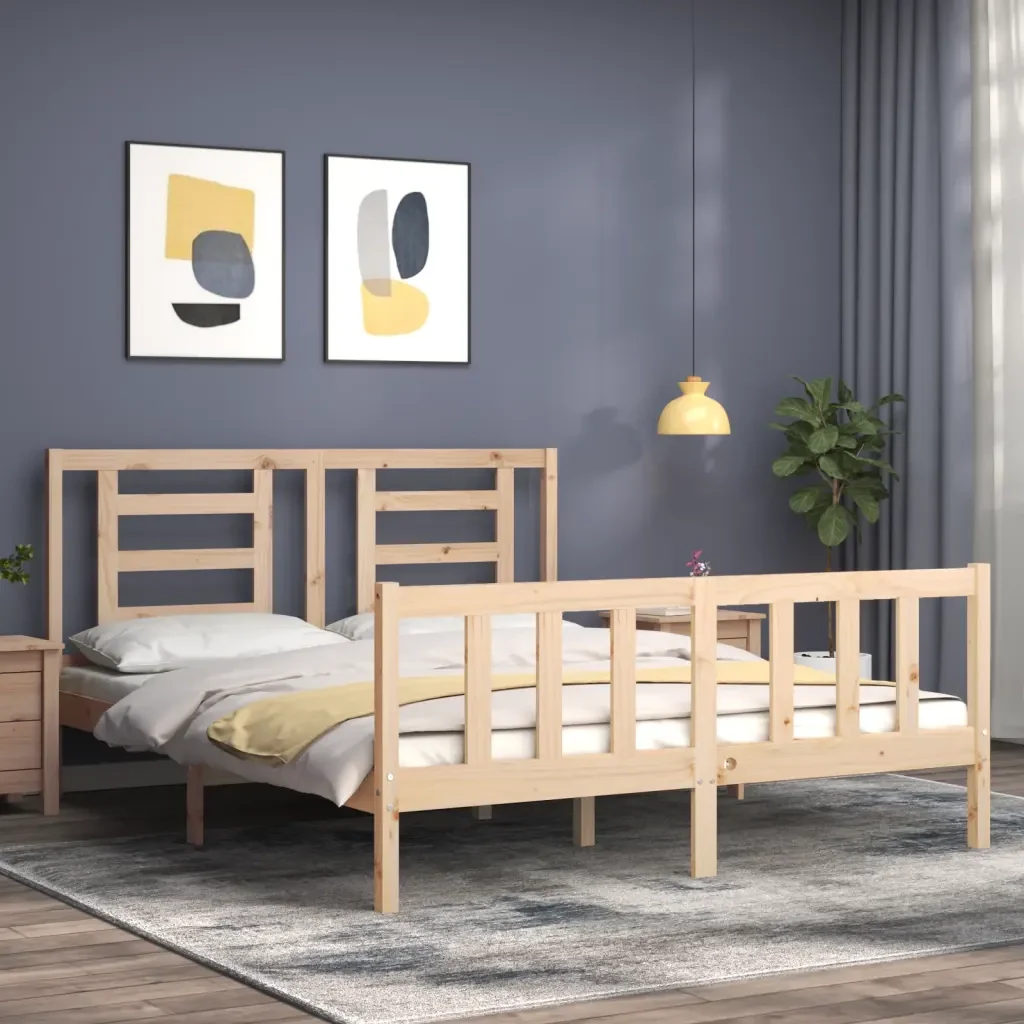 Letto matrimoniale | Letto per adulti | Giroletto senza Materasso 160x200 cm in Legno Massello di Pino - Image 3