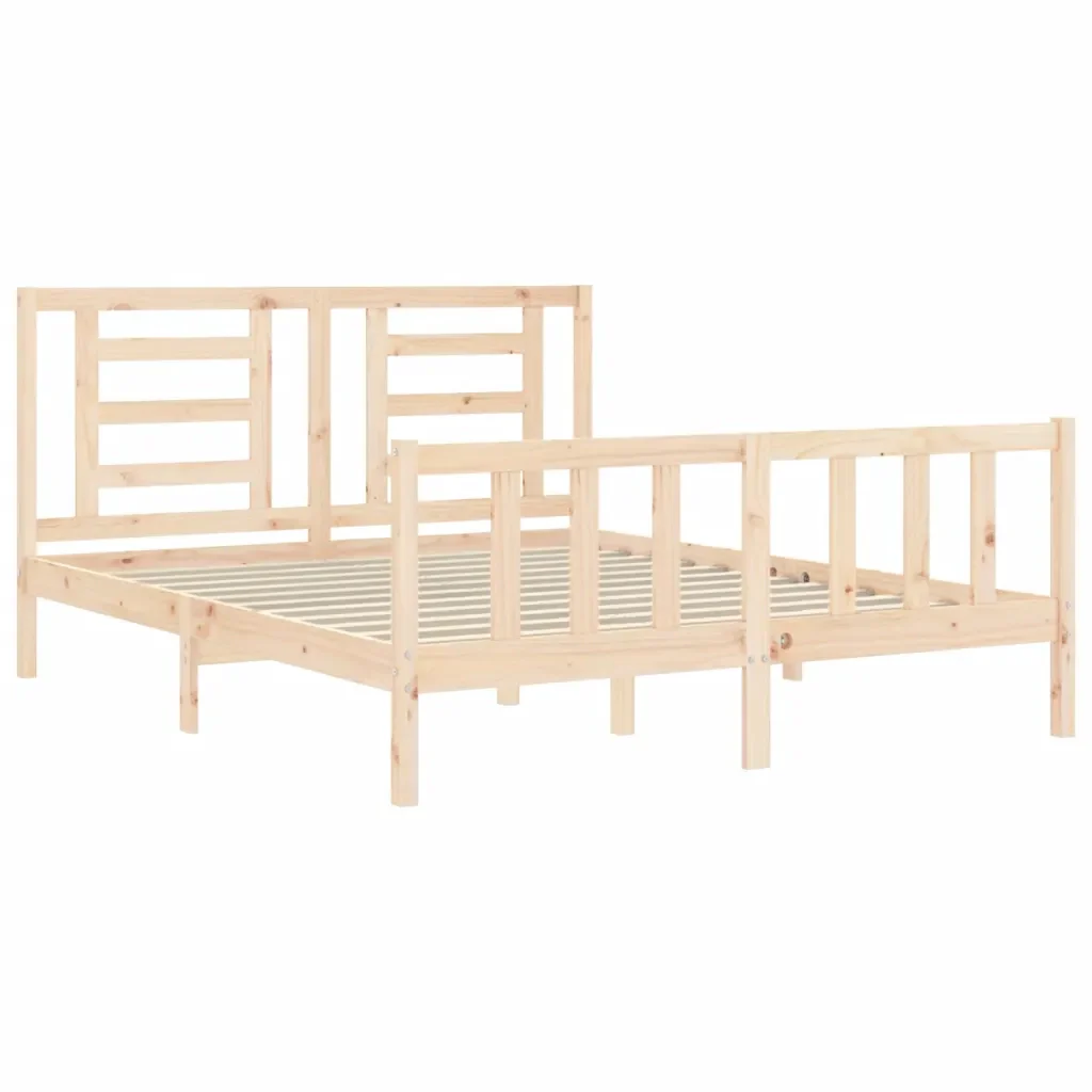 Letto matrimoniale | Letto per adulti | Giroletto senza Materasso 160x200 cm in Legno Massello di Pino - Image 5