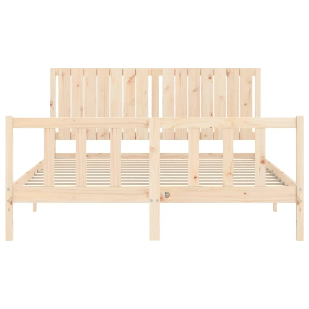 Letto matrimoniale | Letto per adulti | Giroletto senza Materasso 160x200 cm in Legno Massello di Pino - Image 6