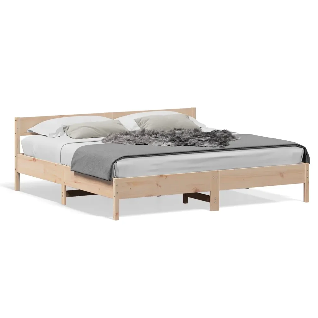 Letto matrimoniale | Letto per adulti | Giroletto senza Materasso 180x200 cm in Legno Massello di Pino