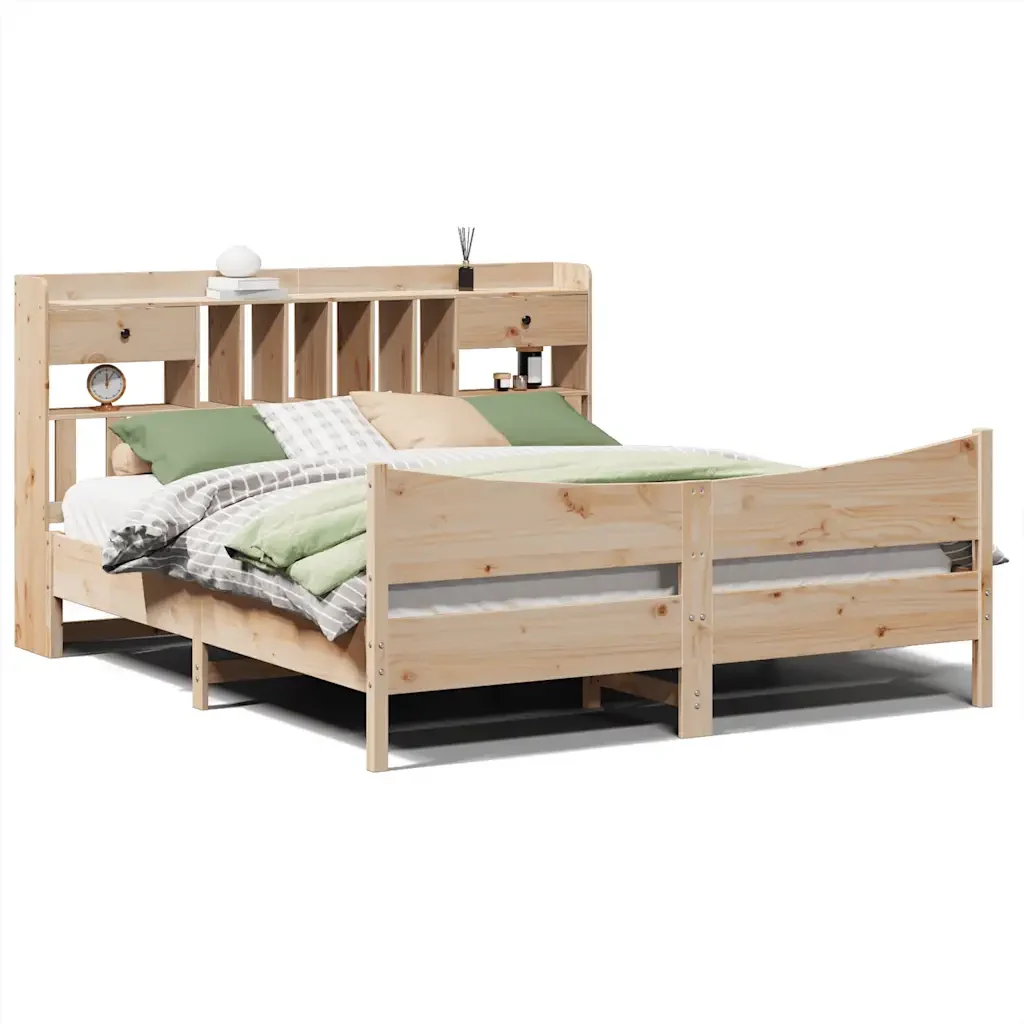 Letto matrimoniale | Letto per adulti | Giroletto senza Materasso 180x200 cm in Legno Massello di Pino