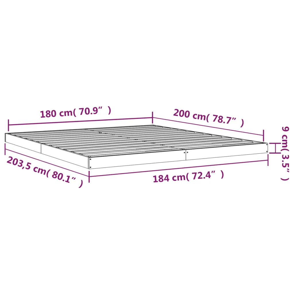 Letto matrimoniale | Letto per adulti | Giroletto senza Materasso 180x200 cm in Legno Massello di Pino - Image 8