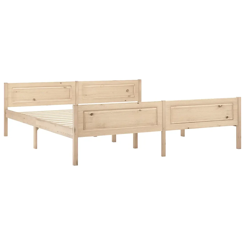 Letto matrimoniale | Letto per adulti | Giroletto senza Materasso 180x200 cm in Legno Massello di Pino