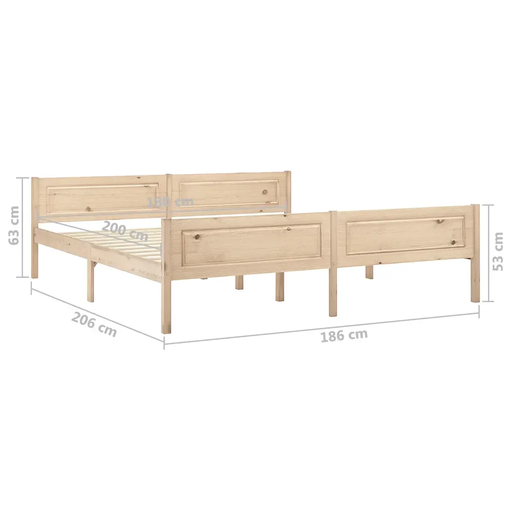 Letto matrimoniale | Letto per adulti | Giroletto senza Materasso 180x200 cm in Legno Massello di Pino - Image 6