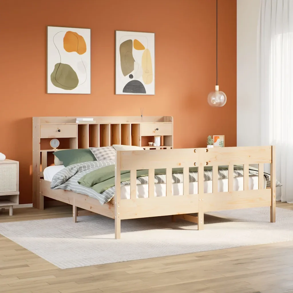 Letto matrimoniale | Letto per adulti | Giroletto senza Materasso 180x200 cm in Legno Massello di Pino - Image 2