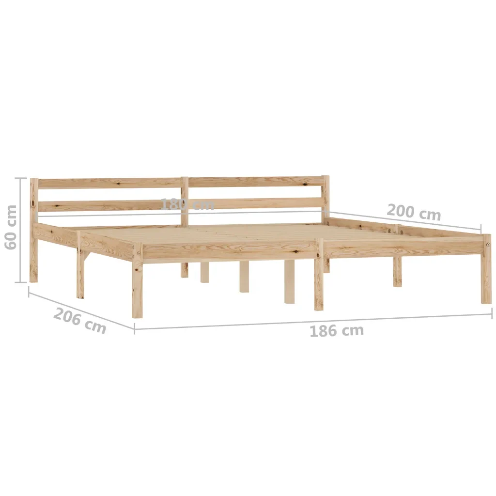 Letto matrimoniale | Letto per adulti | Giroletto senza Materasso 180x200 cm in Legno Massello di Pino - Image 7