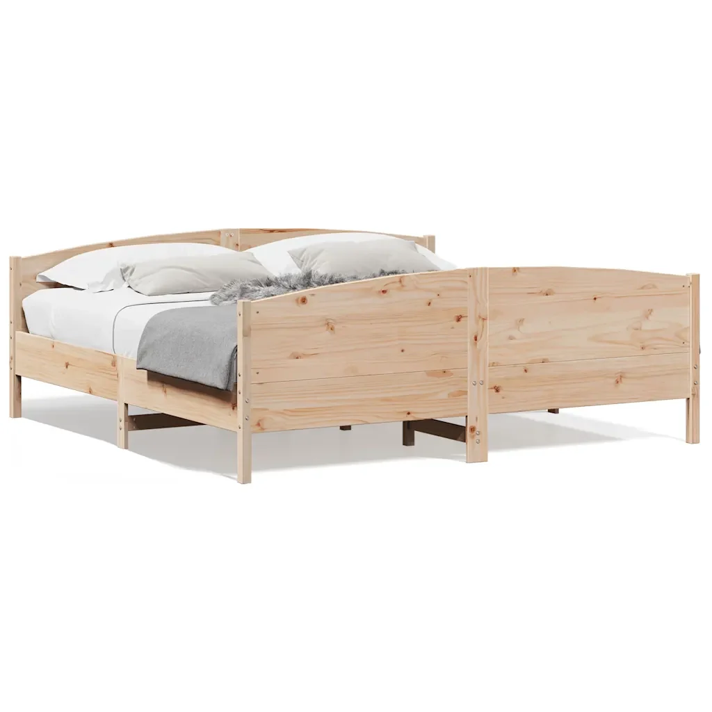 Letto matrimoniale | Letto per adulti | Giroletto senza Materasso 180x200 cm in Legno Massello di Pino