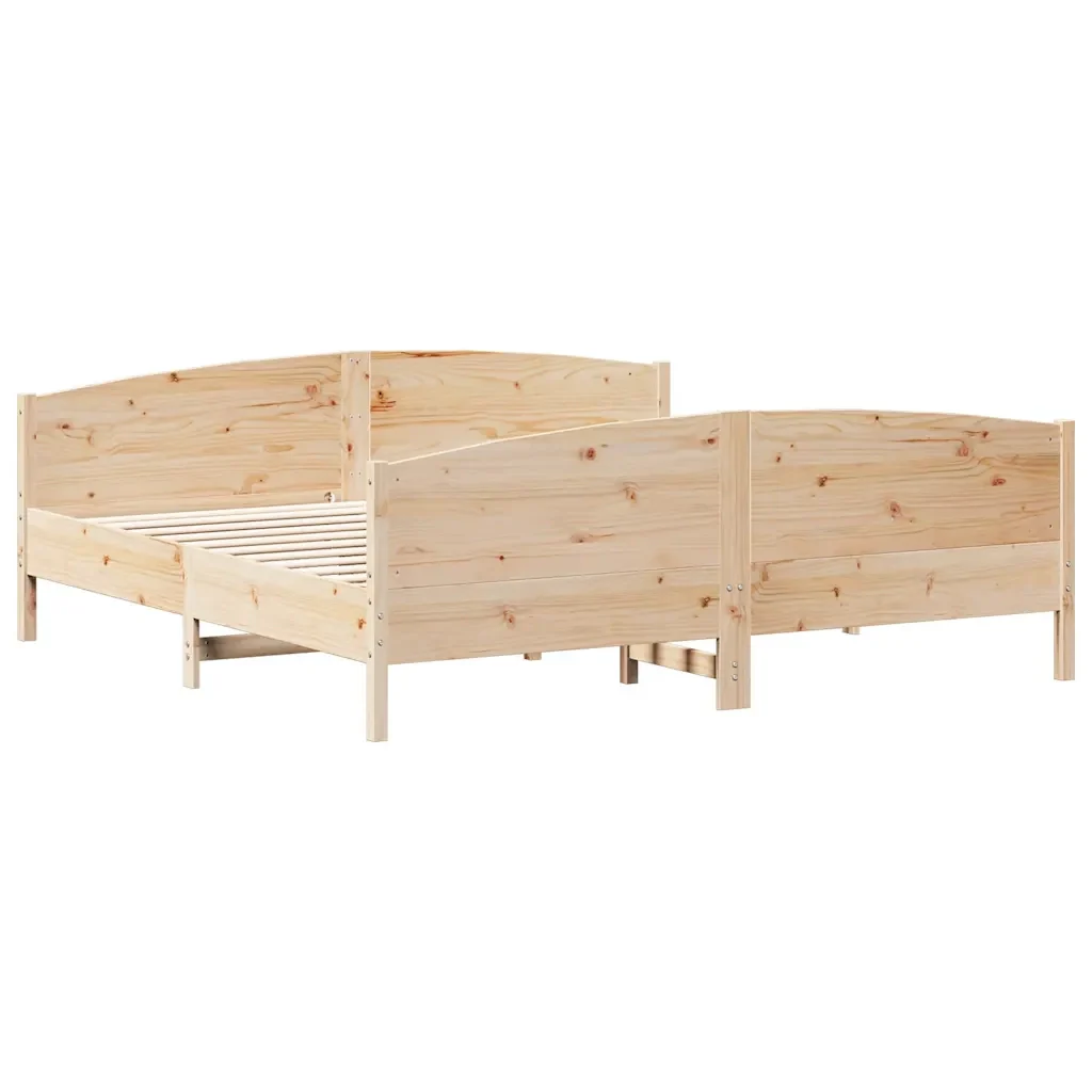 Letto matrimoniale | Letto per adulti | Giroletto senza Materasso 180x200 cm in Legno Massello di Pino - Image 3