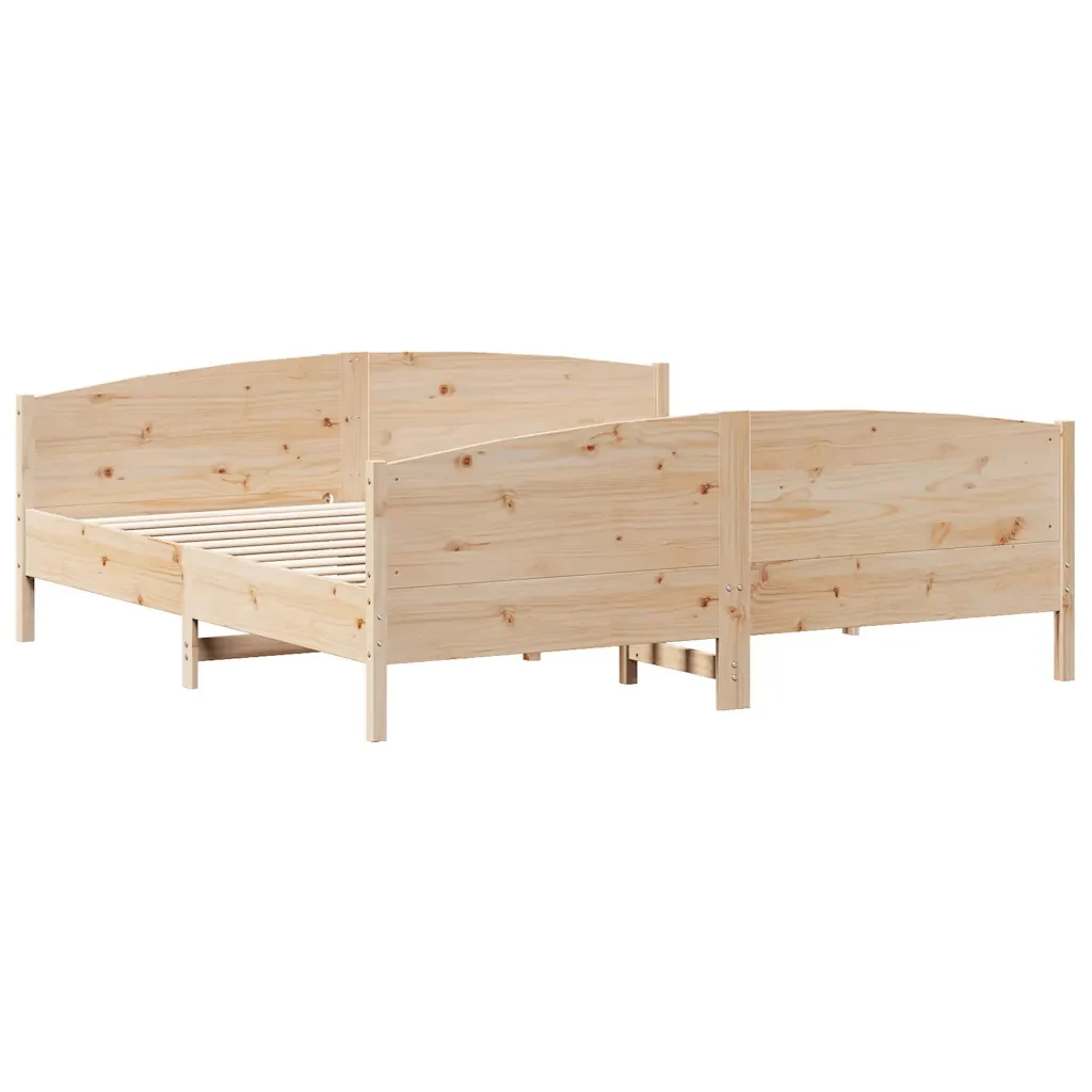 Letto matrimoniale | Letto per adulti | Giroletto senza Materasso 180x200 cm in Legno Massello di Pino - Image 6