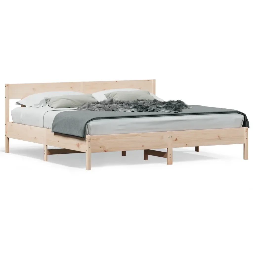 Letto matrimoniale | Letto per adulti | Giroletto senza Materasso 180x200 cm in Legno Massello di Pino