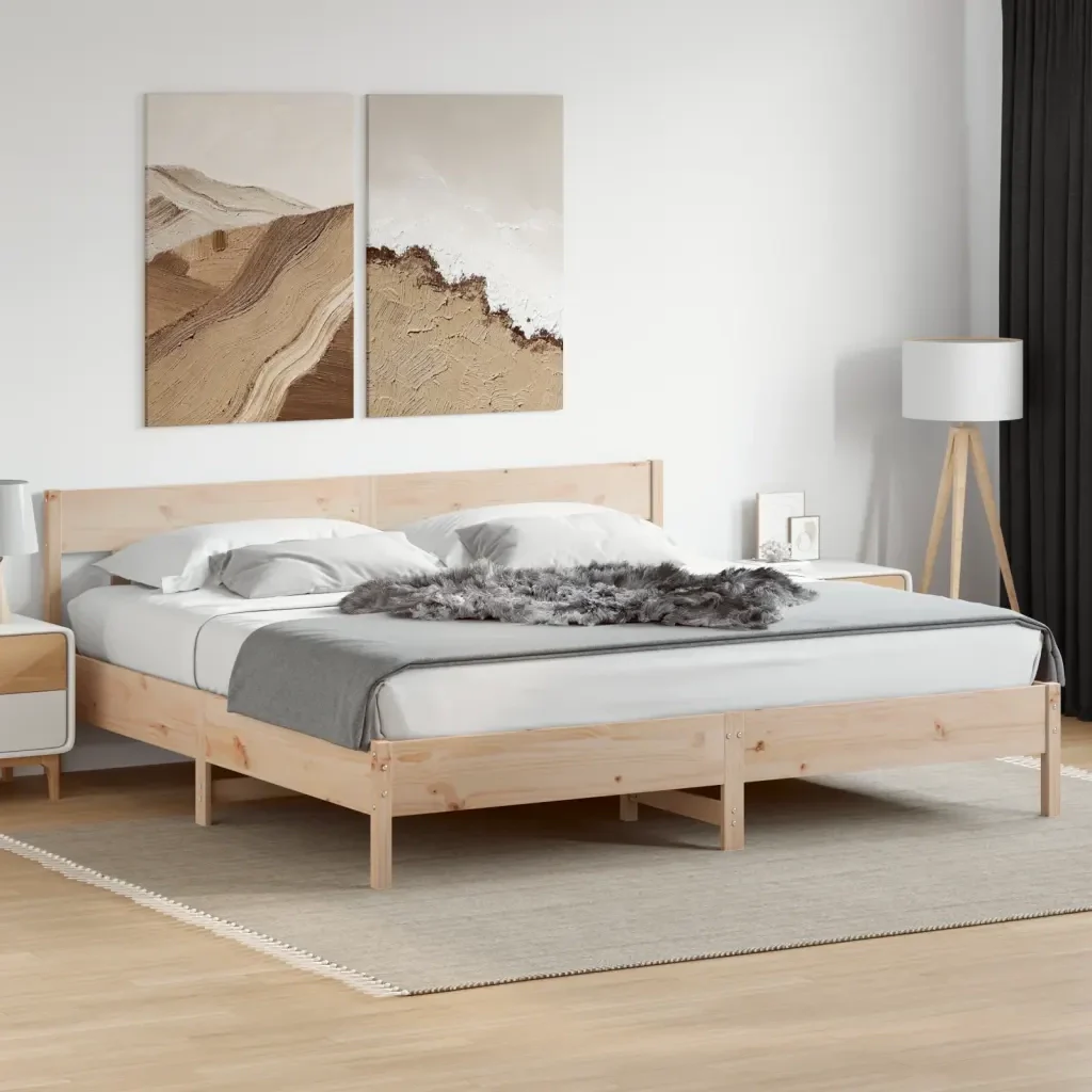 Letto matrimoniale | Letto per adulti | Giroletto senza Materasso 180x200 cm in Legno Massello di Pino - Image 2