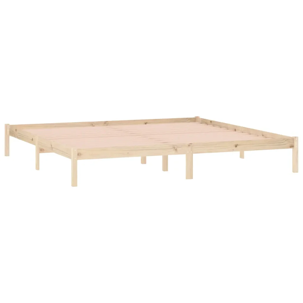 Letto matrimoniale | Letto per adulti | Giroletto senza Materasso 193x203 cm in Legno di Pino King - Image 4