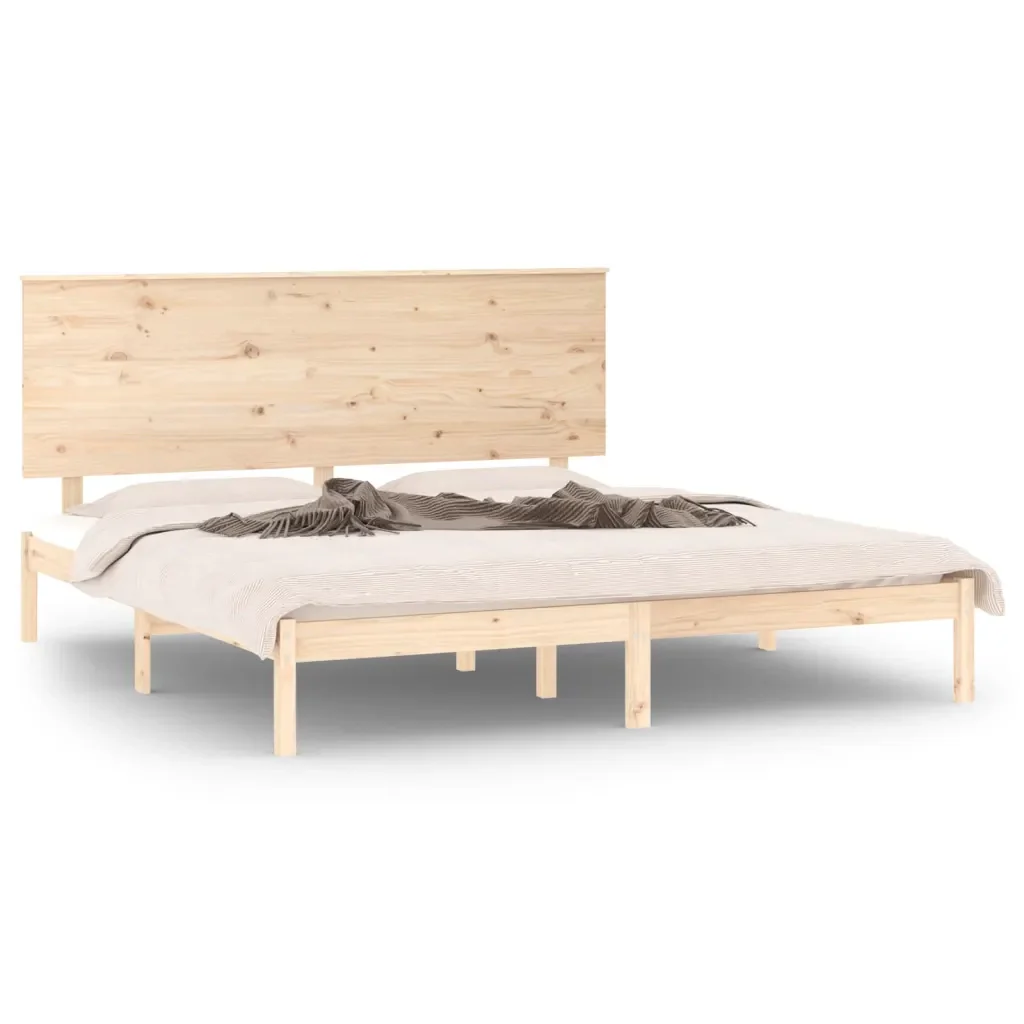 Letto matrimoniale | Letto per adulti | Giroletto senza Materasso 200x200 cm in Legno Massello di Pino