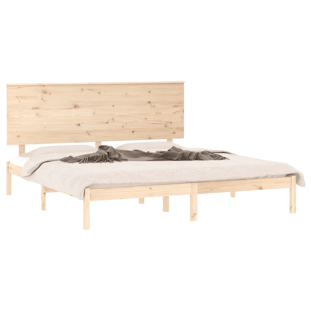 Letto matrimoniale | Letto per adulti | Giroletto senza Materasso 200x200 cm in Legno Massello di Pino - Image 3