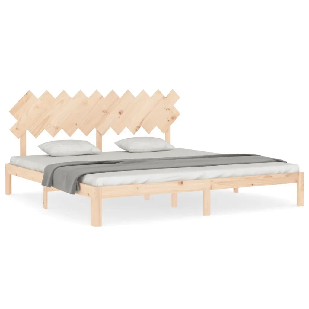 Letto matrimoniale | Letto per adulti | Giroletto senza Materasso 200x200 cm in Legno Massello di Pino
