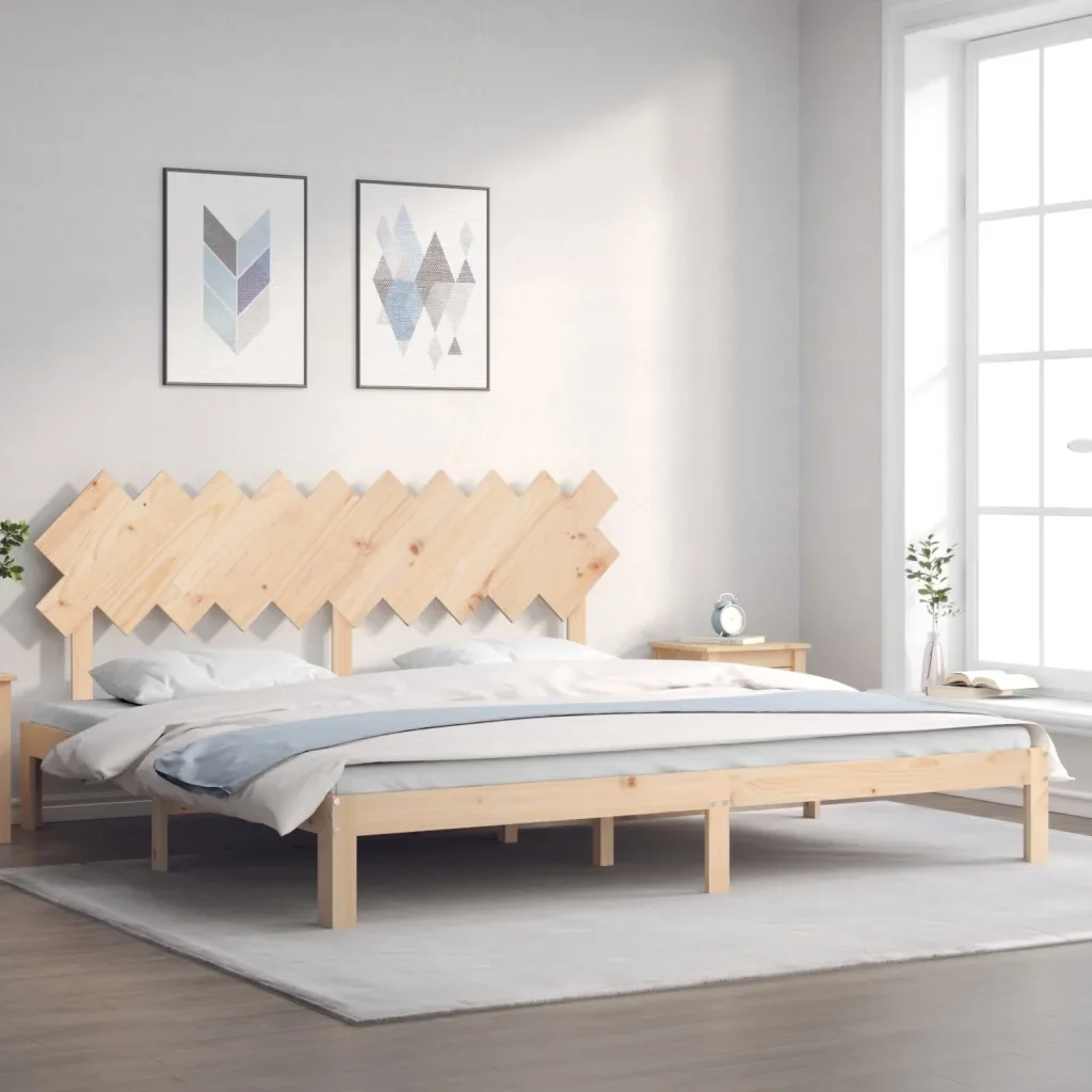 Letto matrimoniale | Letto per adulti | Giroletto senza Materasso 200x200 cm in Legno Massello di Pino - Image 2