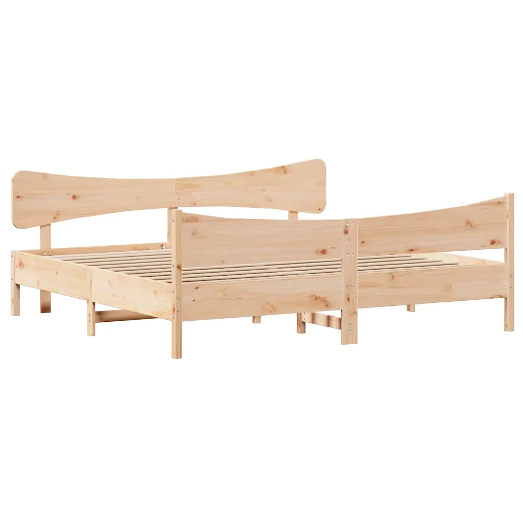 Letto matrimoniale | Letto per adulti | Giroletto senza Materasso 200x200 cm in Legno Massello di Pino - Image 3