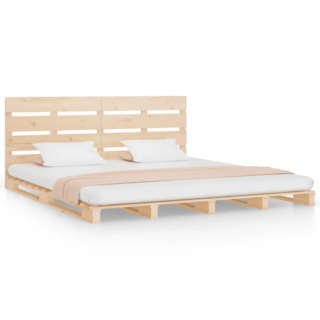 Letto matrimoniale | Letto per adulti | Giroletto senza Materasso 200x200 cm in Legno Massello di Pino