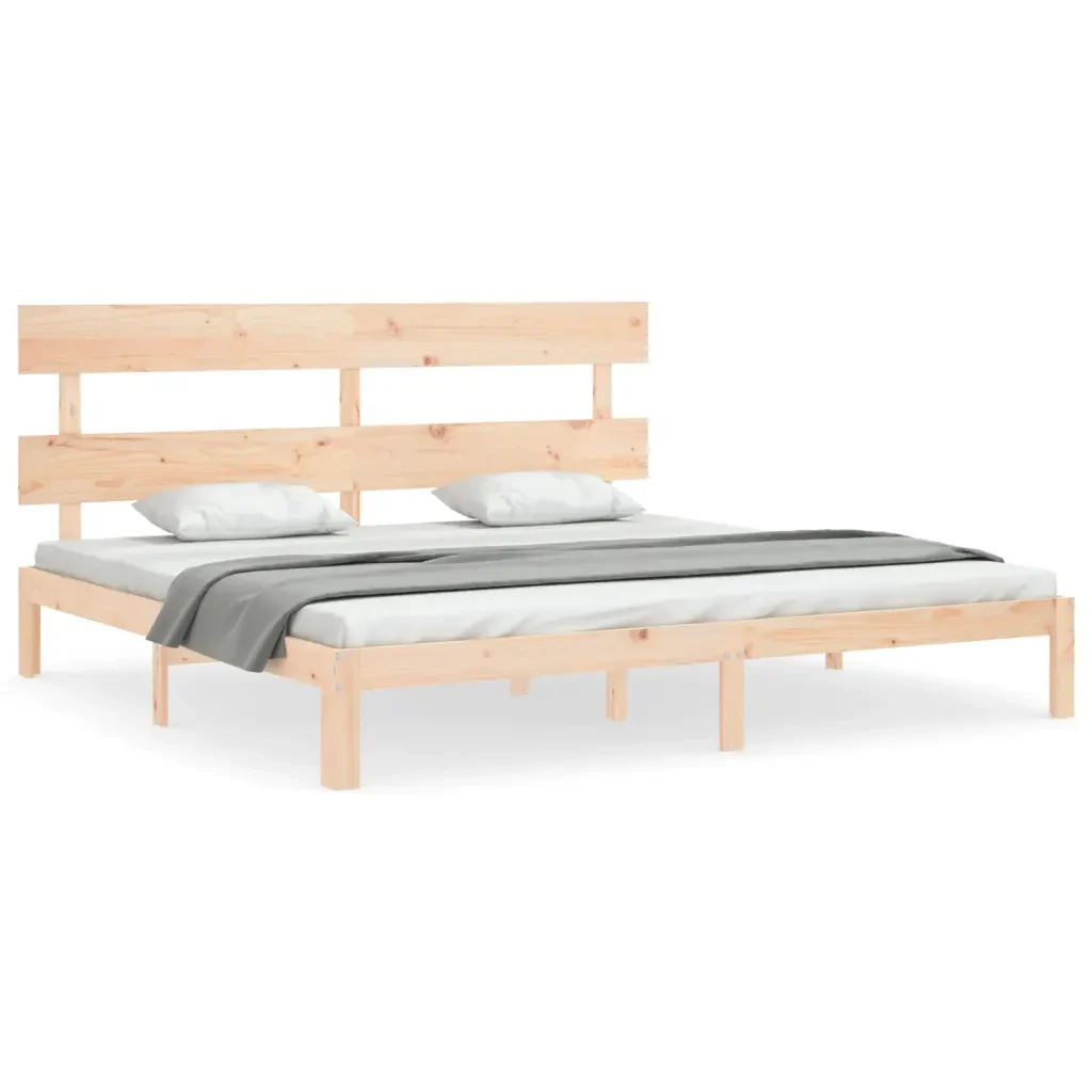 Letto matrimoniale | Letto per adulti | Giroletto senza Materasso 200x200 cm in Legno Massello di Pino