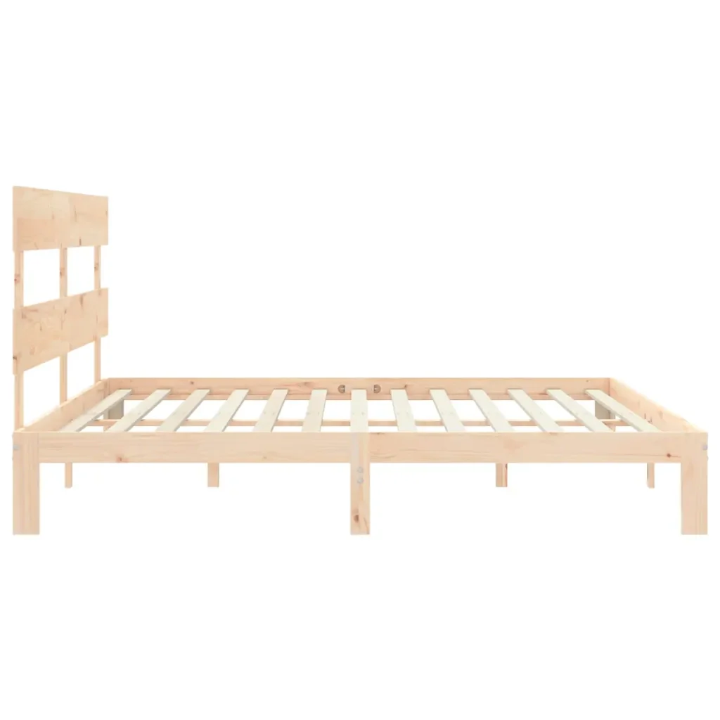 Letto matrimoniale | Letto per adulti | Giroletto senza Materasso 200x200 cm in Legno Massello di Pino - Image 7