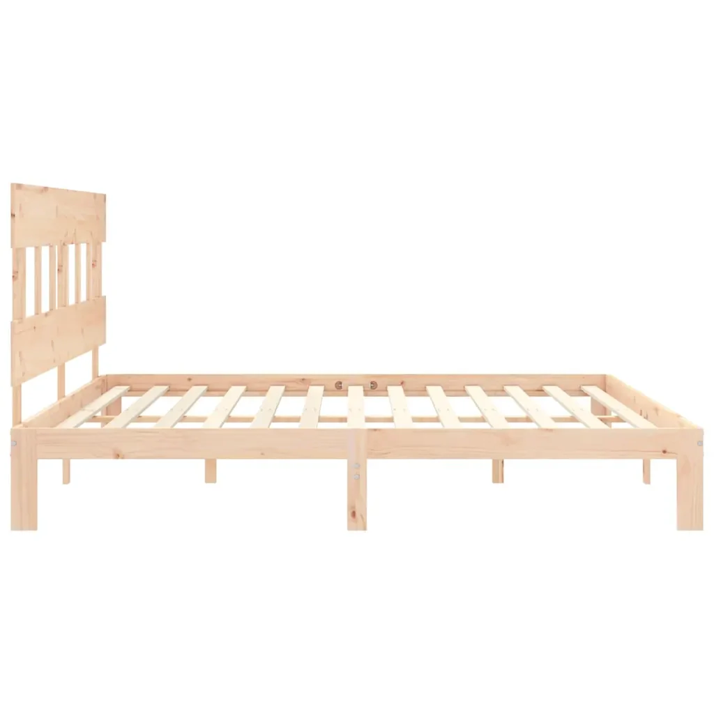 Letto matrimoniale | Letto per adulti | Giroletto senza Materasso 200x200 cm in Legno Massello di Pino - Image 7