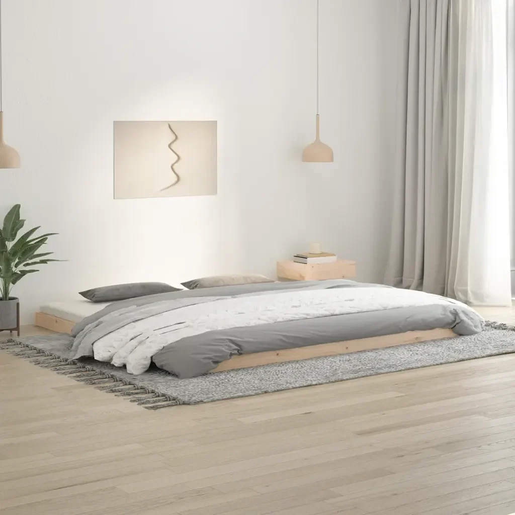 Letto matrimoniale | Letto per adulti | Giroletto senza Materasso 200x200 cm in Legno Massello di Pino - Image 2
