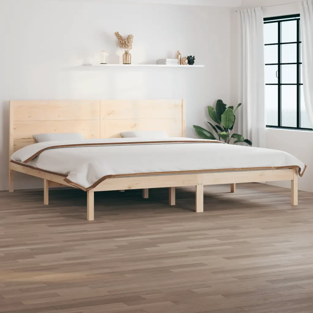 Letto matrimoniale | Letto per adulti | Giroletto senza Materasso 200x200 cm in Legno Massello di Pino - Image 2