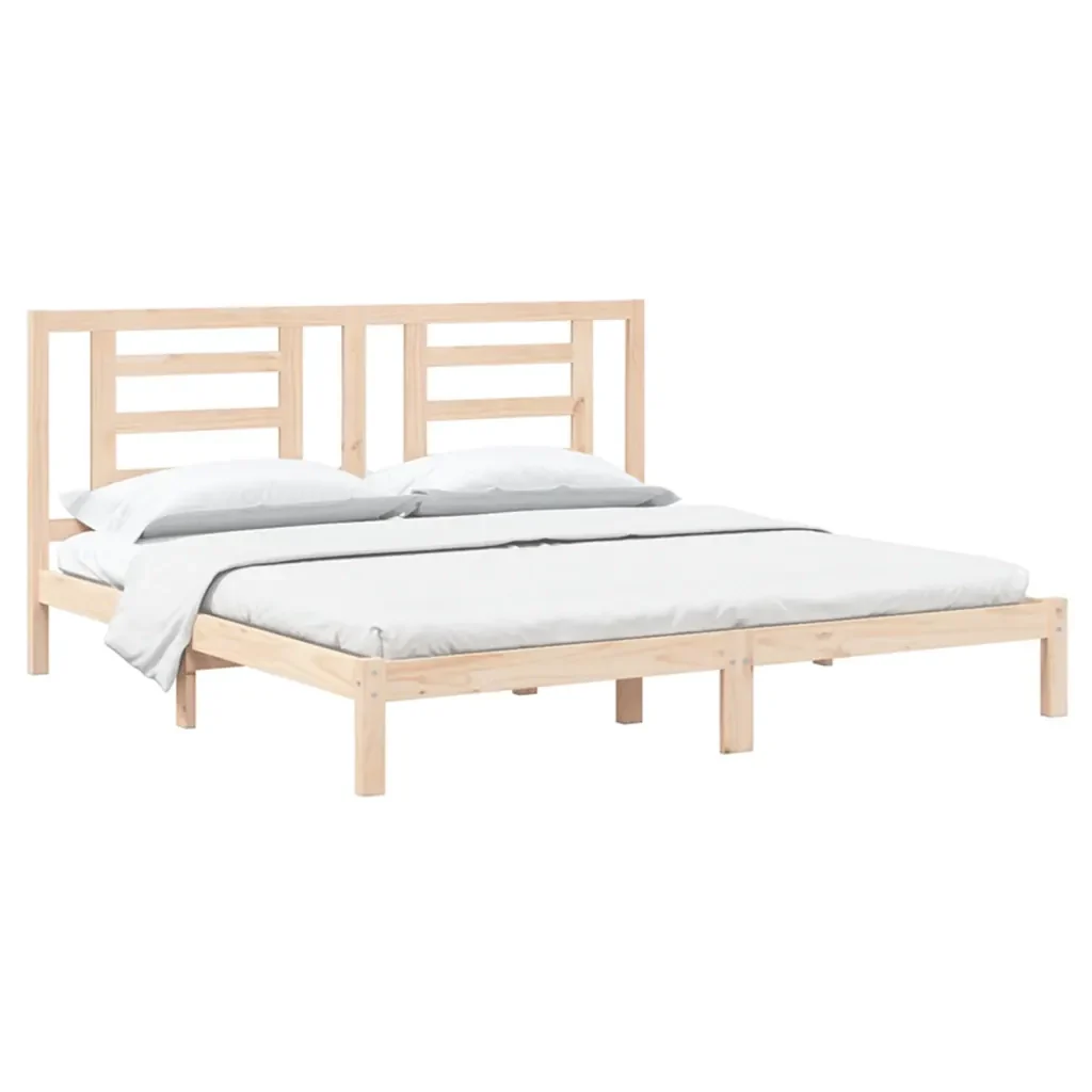 Letto matrimoniale | Letto per adulti | Giroletto senza Materasso 200x200 cm in Legno Massello di Pino - Image 3