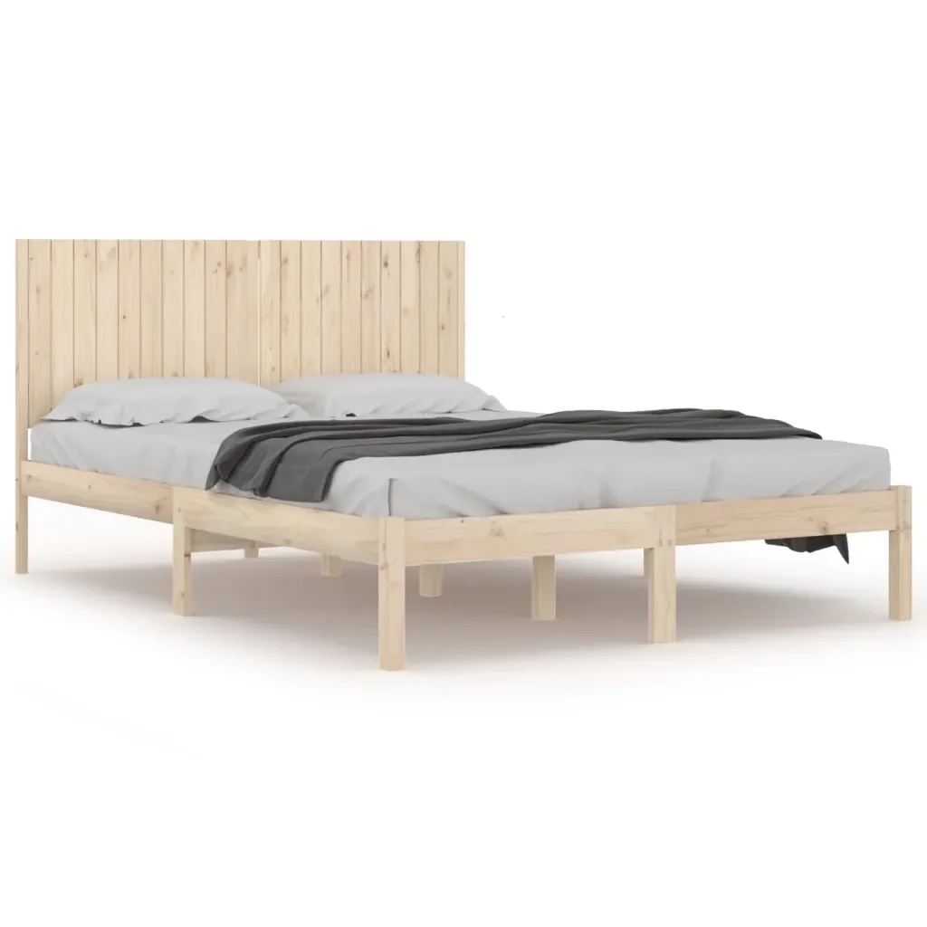 Letto matrimoniale | Letto per adulti | Giroletto senza Materasso 200x200 cm in Legno Massello di Pino