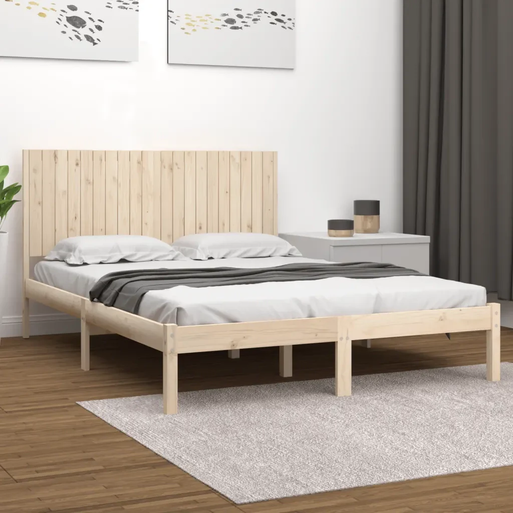 Letto matrimoniale | Letto per adulti | Giroletto senza Materasso 200x200 cm in Legno Massello di Pino - Image 2