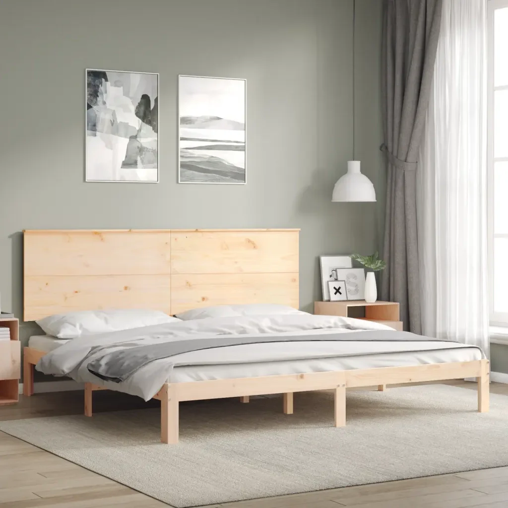 Letto matrimoniale | Letto per adulti | Giroletto senza Materasso 200x200 cm in Legno Massello di Pino - Image 4