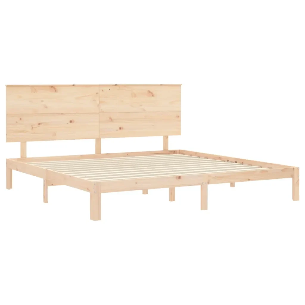 Letto matrimoniale | Letto per adulti | Giroletto senza Materasso 200x200 cm in Legno Massello di Pino - Image 5