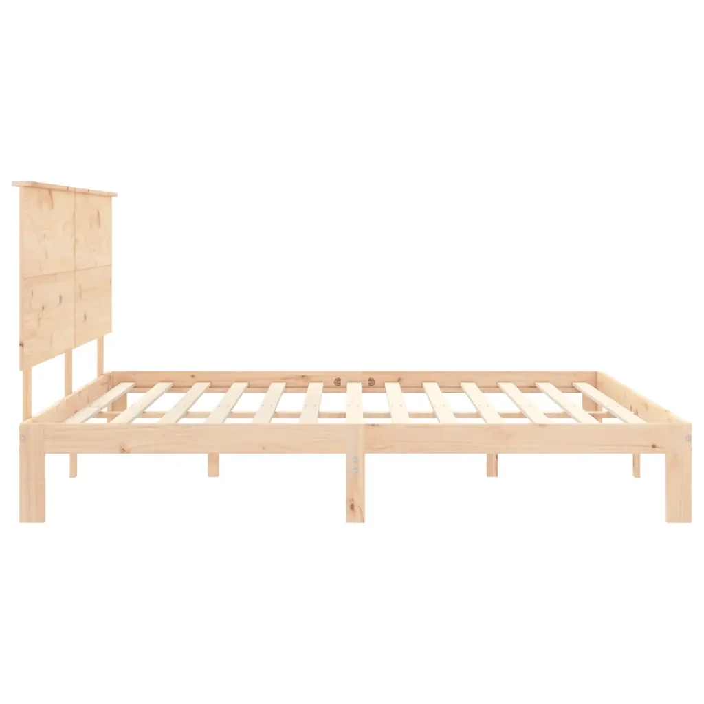 Letto matrimoniale | Letto per adulti | Giroletto senza Materasso 200x200 cm in Legno Massello di Pino - Image 7