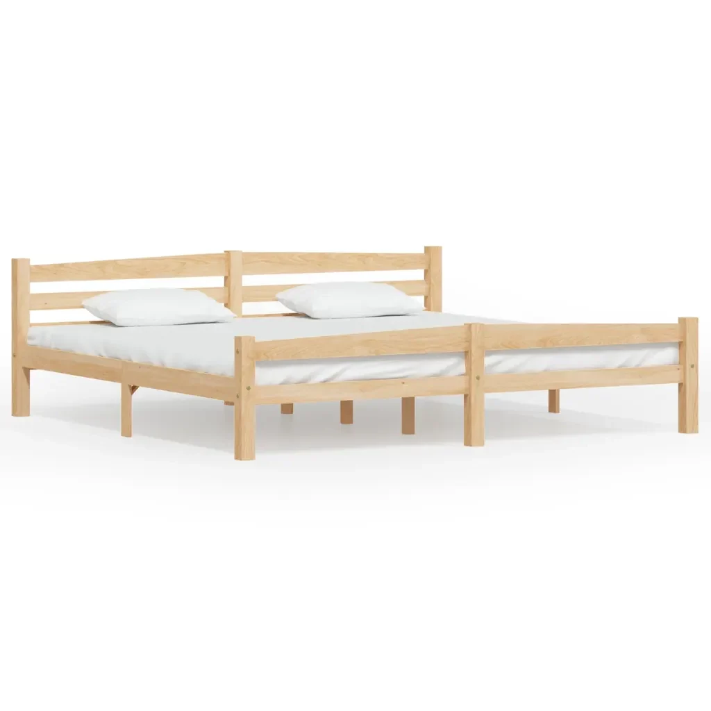 Letto matrimoniale | Letto per adulti | Giroletto senza Materasso 200x200 cm in Legno Massello Pino