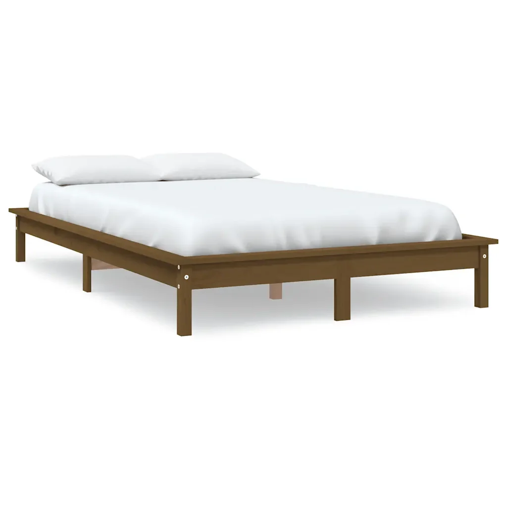 Letto matrimoniale | Letto per adulti | Giroletto senza Materasso Ambra 140x190 in Legno Massello