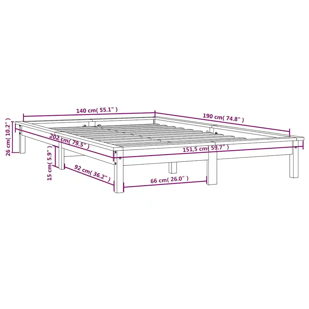 Letto matrimoniale | Letto per adulti | Giroletto senza Materasso Ambra 140x190 in Legno Massello - Image 9