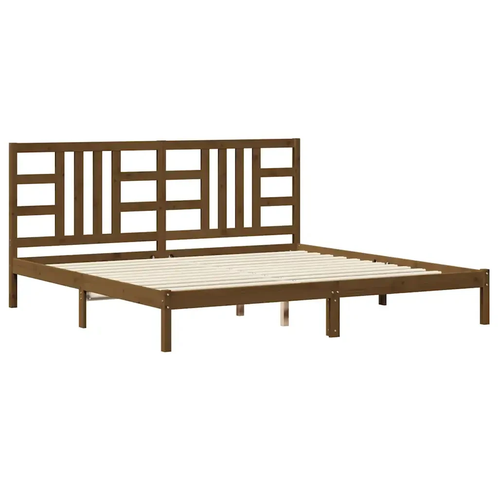 Letto matrimoniale | Letto per adulti | Giroletto senza Materasso Ambra 200x200 Legno Massello