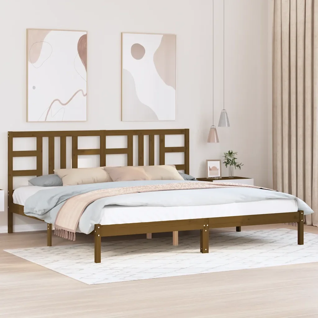 Letto matrimoniale | Letto per adulti | Giroletto senza Materasso Ambra 200x200 Legno Massello - Image 2